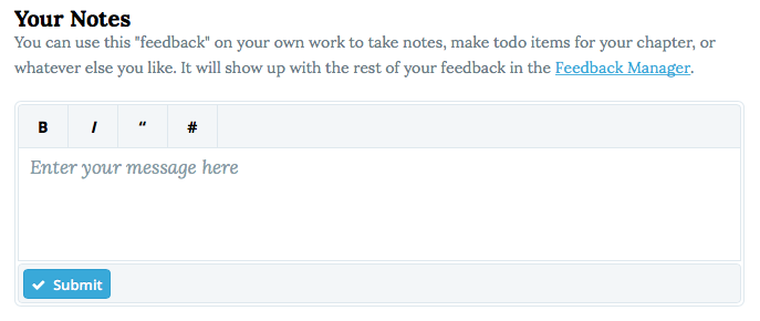 Add notes on your own work