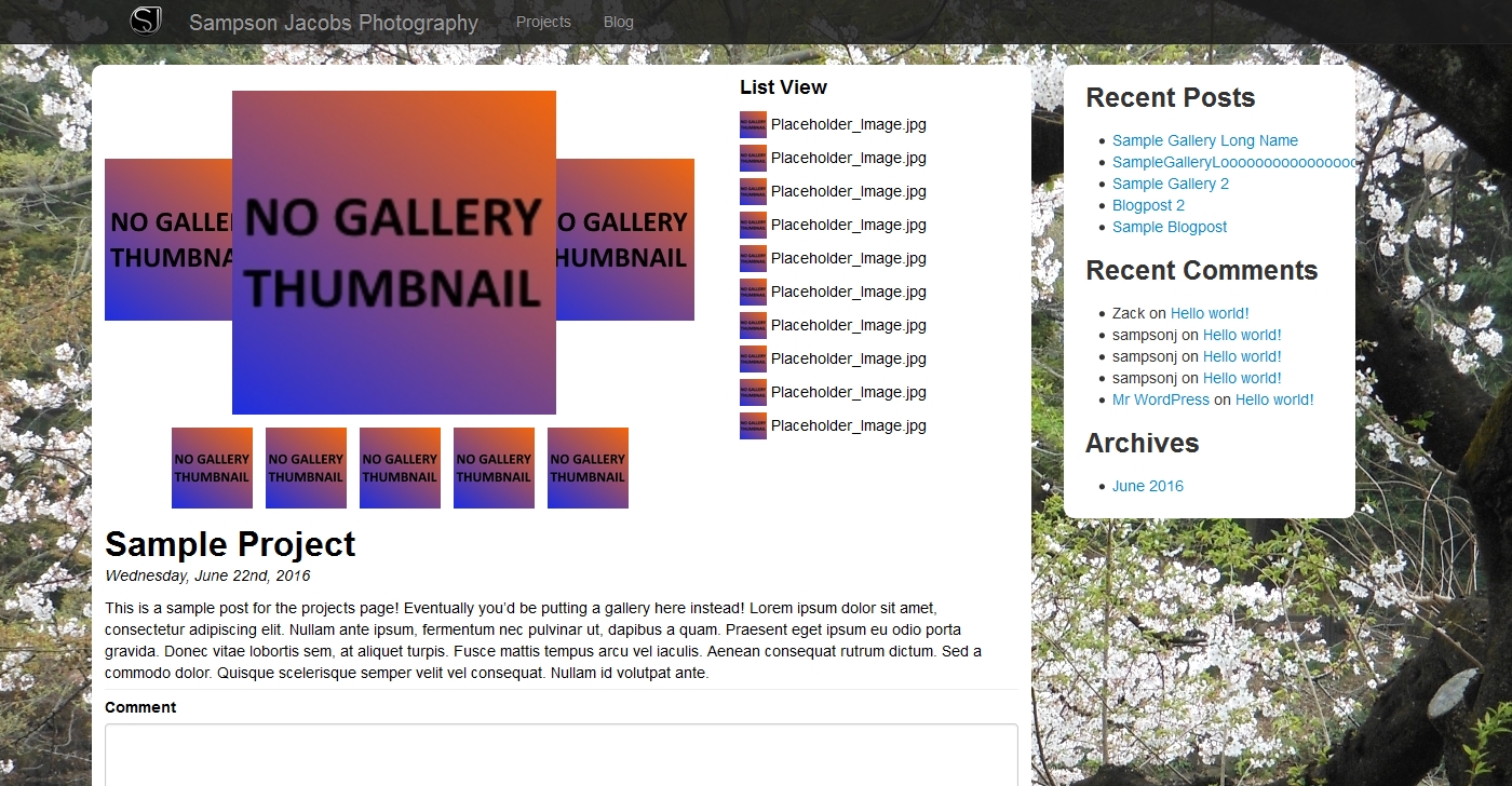 Gallery with placeholders.