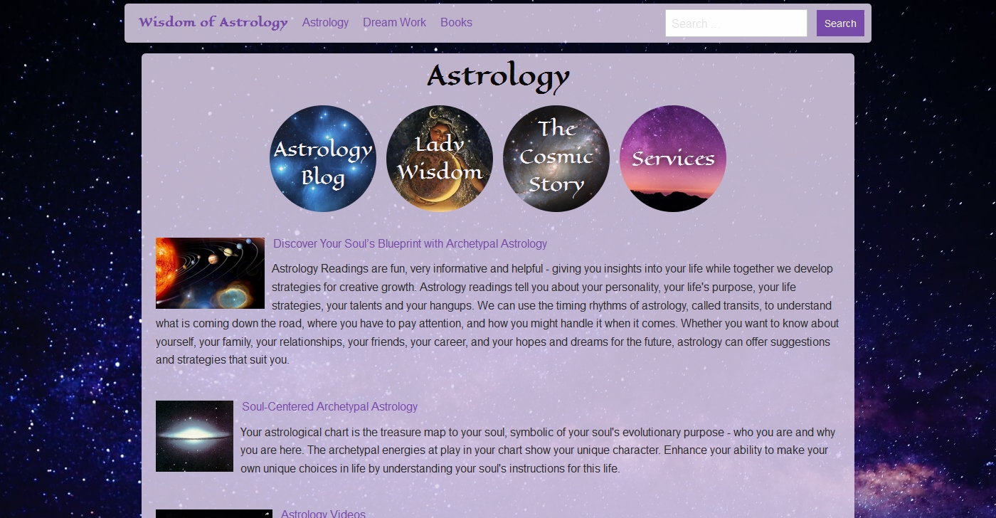 Astrology is the largest section on the site.
